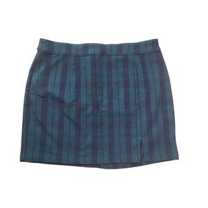 NWT Garage Green Plaid Mini Skirt with Slit SIze L